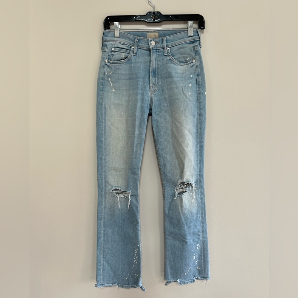 Mother The Dutchie Ankle Cropped Distressed Jeans in Nice Shot Light Wash, 24